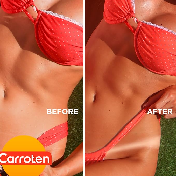 Carroten Mini Shimmer Gold Tanning Gel | Travel Size Tan Accelerator & Body Bronzer | Non-Greasy Water-Resistant with Carrot & Coconut Oil | Vitamin A & E For Moisture & Hydration | 1.7 oz + Spatula
