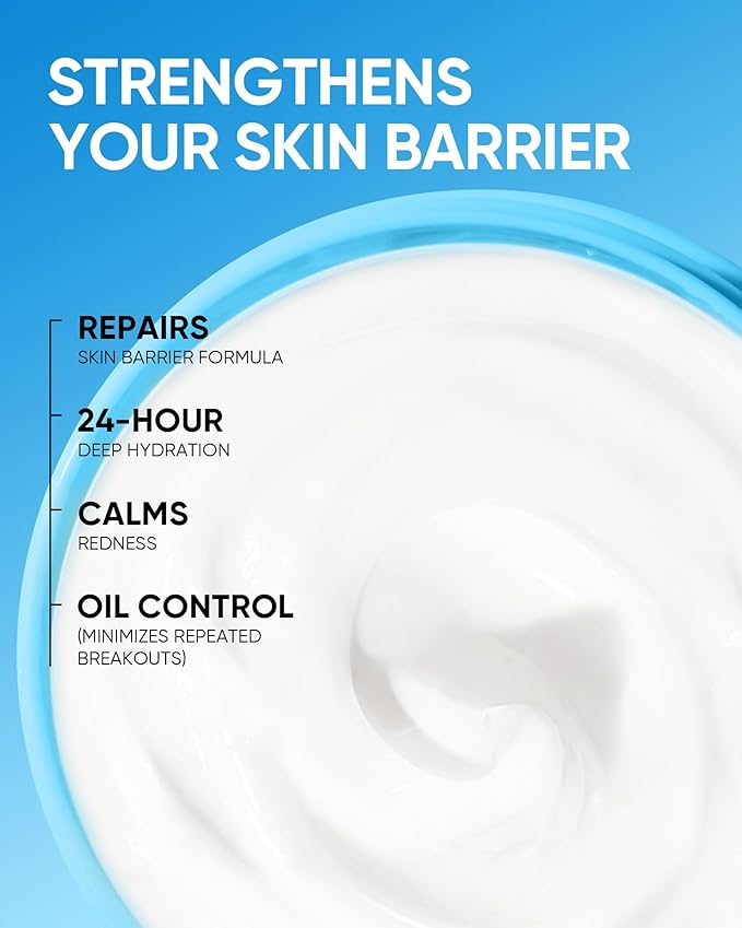 Face Moisturizer with 5X Ceramides, Hydrating Moisture Barrier Repair Cream for Sensitive/Oil Skin Types, Hyaluronic Acid & Centella, Daily Facial Moisturizer, Non-Comedogenic 100g/3.53fl.oz
