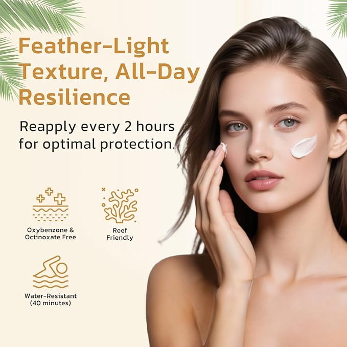 Gentle SPF 40 Daily Face Sunscreen, Broad Spectrum UVA/UVB Protection, Hydrating Facial & Body Sunscreen with Fermented Rice Water & Prebiotics, Non-Greasy for All Skin Types