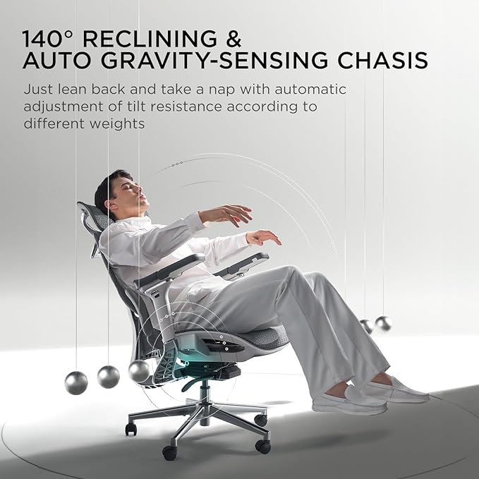 Hbada E3 Pro Ergonomic Office Chair, Big and Tall Office Chair - with 3-Zone Dynamic Lumbar Support, 4D Adjustable Headrest, 6D Adjustable Armrests, Swivel, Grey(No Footrest)