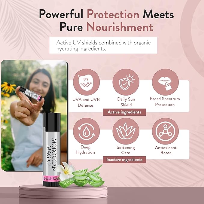 Moroccan Magic Organic Lip Balm & SPF15: 14 Piece Variety Pack Gift Set | Organic Argan and Essential Oils | Smooth | Natural | Non-Toxic | Cruelty Free | 14 Pack