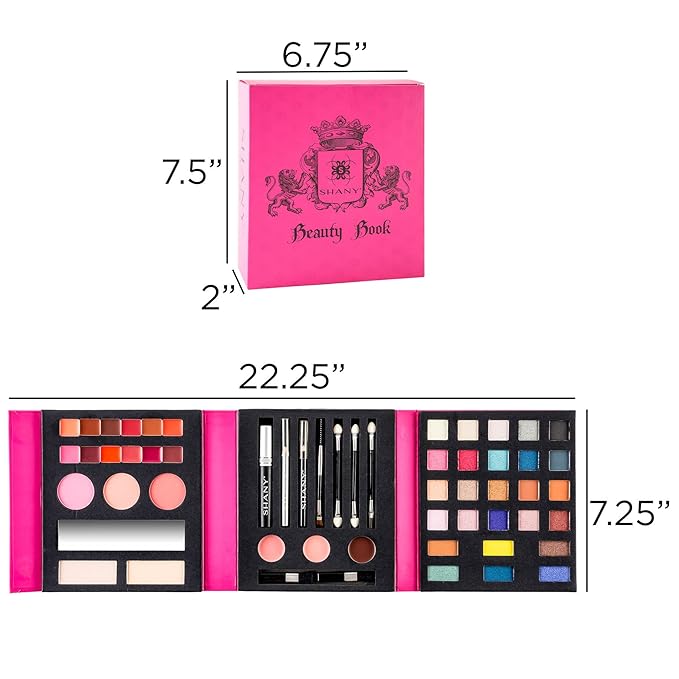 SHANY Original Beauty Book Makeup Set All in one Travel Make up Kit - 35 Colors Eyeshadow, Eye brow, blushes, powder palette, Lip Colors, Eyeliner pens & Cosmetics Mirror - Gift Set