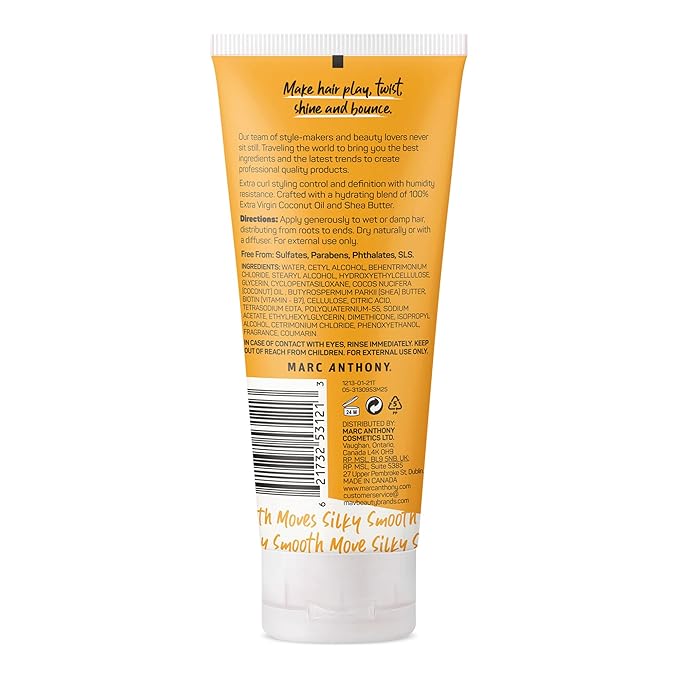 Marc Anthony Nourishing Curl Defining Hair Styling Cream for Extra Dry Hair,Coconut&Shea-Long Lasting Flexible Hold-Hair Defining Cream Hydrates&Adds Shine-Styling Product Reduces Frizz,(Pack of 6)
