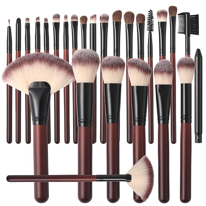 Makeup Brushes Set 26-Piece Makeup Brushes Premium Synthetic Foundation Powder Concealer Blush Eyeshadow Contour Professional Makeup Brush Set with 2 Brush Bags (Makeup brush set)