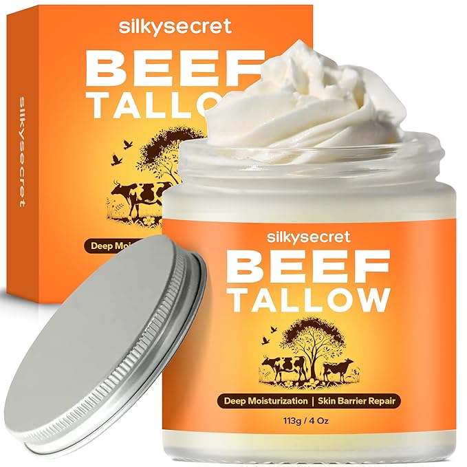 Beef Tallow for Skin (4 Oz), Beef Tallow for Face, Grass-Fed Tallow and Honey Balm, Organic Whipped Tallow Balm for Skin Care, Beef Tallow Moisturizer for All Skin Types (Unscented)