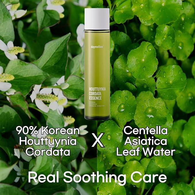 daymellow Houttuynia Cordata Real Soothing Essence Toner 5.07fl.oz/150ml, Face Toner, Heartleaf, Centella, Tea Tree, Hydrating, for All Skin Types, Acne, Soothes Redness Facial Essense Korean Skincare
