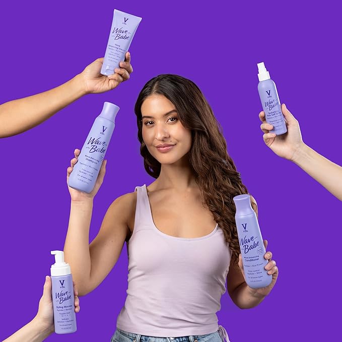 V&Co. Wave Babe Wavy Hair Shampoo, Sulfate Free & Paraben Free Hydrating Hair Care with Rice Protein & Peptides for Frizz Control & Wave Definition – 12 fl oz