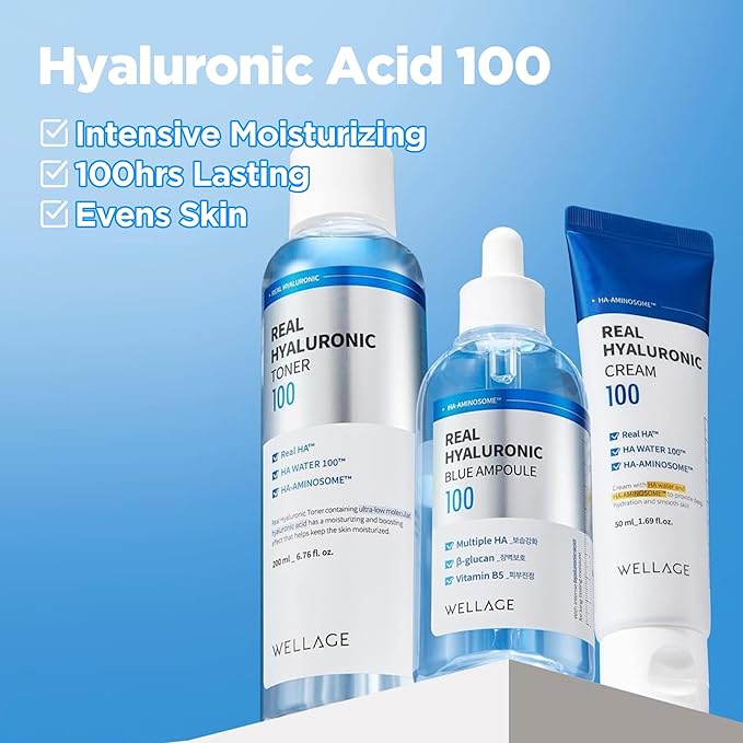 WELLAGE Real Hyaluronic Toner 100 ([2nd Gen] 10.1 fl.oz.+Cotton Pads (60ea))