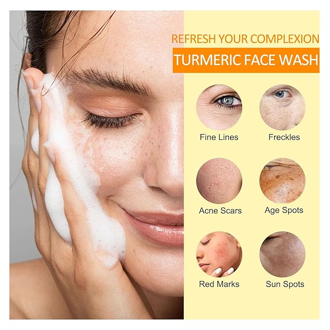 Skincare Set Turmeric Teen Face Care Kit Girls, Skin Care Set Hydrating & Cleaning, 5PCS Turmeric Skin Care Products - Cleanser, Toner, Face & Eye Cream, Serum, Travel Skincare Gift Set For Women