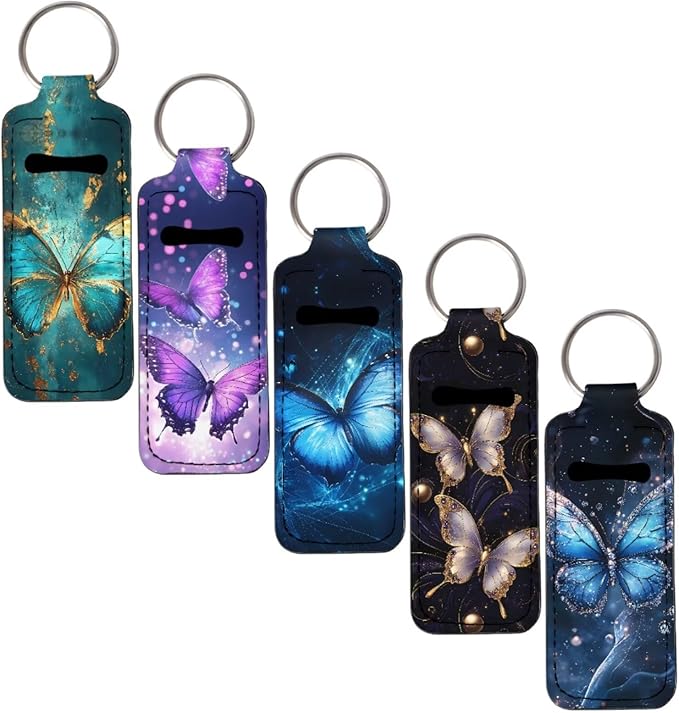 Pensura Chapstick Holder Keychain Fashion 5 Pcs Car Keychain Holder Portable Chapstick Holder Keep from Scratched and Dust