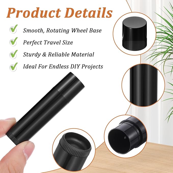 180 Pcs 5g Black Twist-Up Empty Lip Balm Tubes - DIY Lip Balm Containers for Lipstick, Lips Gloss & Solid Perfume