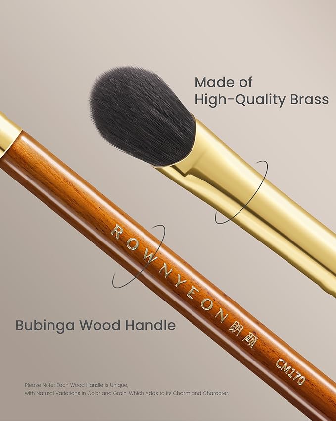 Desert Oak Series Thumb Eyeshadow Brush DUO Set - Large & Small, Curved Finger Contour for Lid & Crease, Premium Goat Hair & Bubinga Handle, Perfect Pair for Blending, Shimmer & Detail (CM 170 & 171)