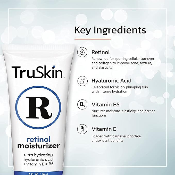 TruSkin Advanced Retinol Moisturizer for Face - Anti-Aging Face Cream with Hyaluronic Acid, Vitamin E & B5 - Supports Smoother, Hydrated & Firmer-Looking Skin, 4 fl oz