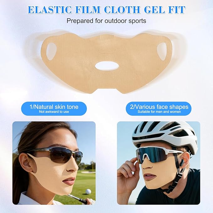 5-Piece Golf Sunscreen Patch, UV Protection Mask for Face Care, Hydrating Gel Cool Face Mask, Sun Protection UV Stickers, Suitable for Outdoor Sports, Cycling, Mountain Climbing