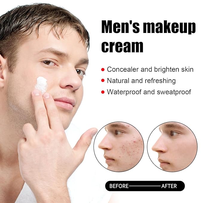 Concealer Cream, Men Refreshing and Not Greasy Men Makeup Cream Hydrating and Moisturizing Beauty Face Cream 50g