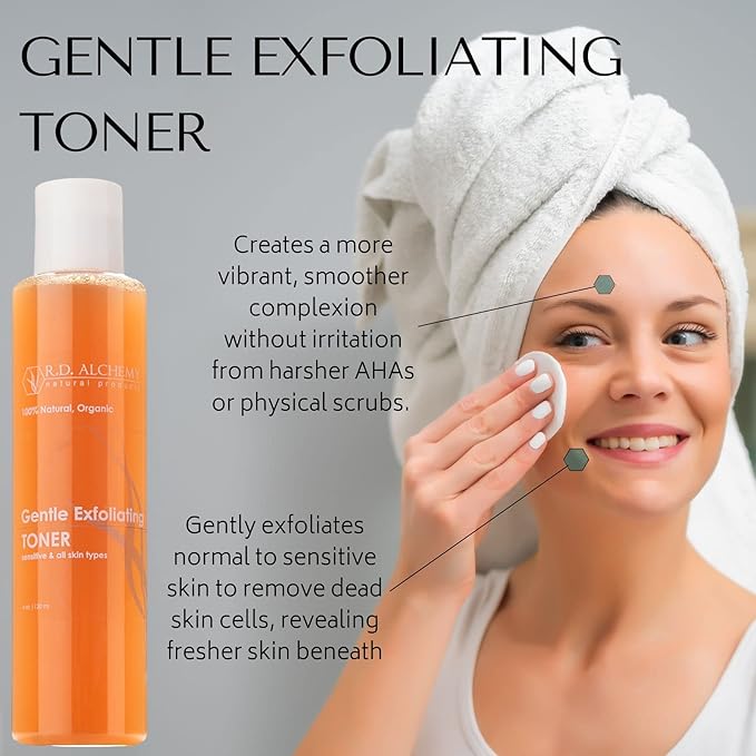 100% Natural & Organic Gentle Exfoliating Toner. Best Toner for Dull, Dry and Drab Skin. Remove Dead Skin Cells & Improve Skin Tone & Texture with AHAs & Botanical Extracts. Home or Professional Use.