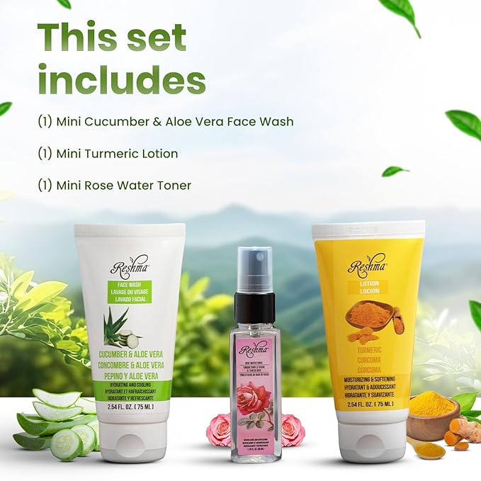 On-The-Go Skincare: Cleanse, Hydrate, Tone | For All Skin Types & Dull Skin | Gentle Face Wash, Lotion, and Facial Toner | TSA Approved | Removes Make Up | For Daily Use - Cruelty Free