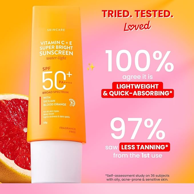 Generic Vitamin C + E Super Bright Sun screen Spf-50 |Water-Light, UVA/UVB No White Cast| For All Skin Types | 80 Gm