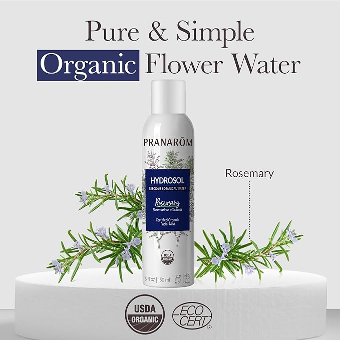 Pranarom - Rosemary Water Hydrosol 150ml - Applying Toner After Cleansing - For Blemish-Prone Skin - Gently Purifies and Tightens Pores - Ultra-Fine Mist, 100% Organic