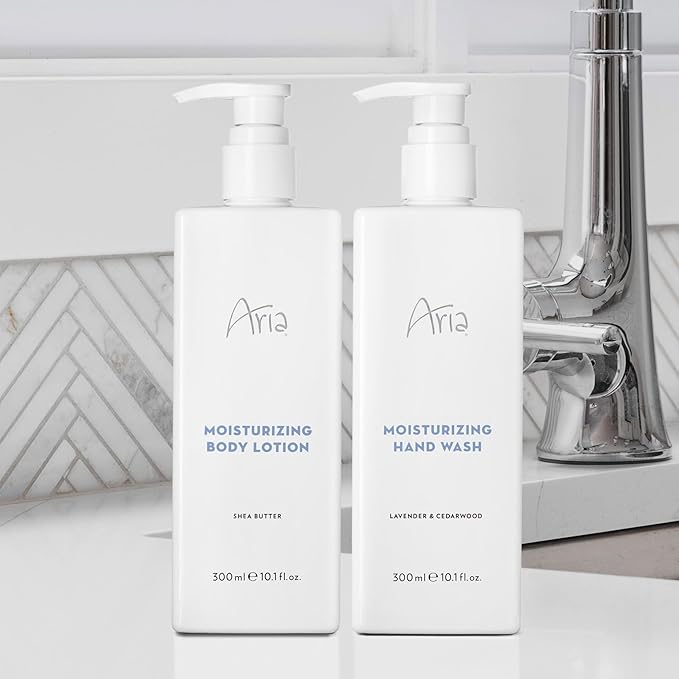 Aria Moisturizing Body Lotion - Hydrating Shea Butter - Scented with Cedarwood, Green Mandarin, Lavender - Vegas Hotel Body Lotion - 10 oz