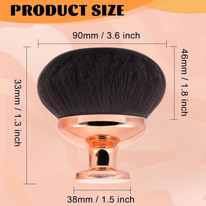 Blend & Blur Extra Large Body Makeup Brush for Self Tanner,Leg Makeup & Bronzer Self Tan Applicator, 90mm Wide Round Head Kabuki Brush For Application with Drawstring Bag (Rose Gold + Brown)