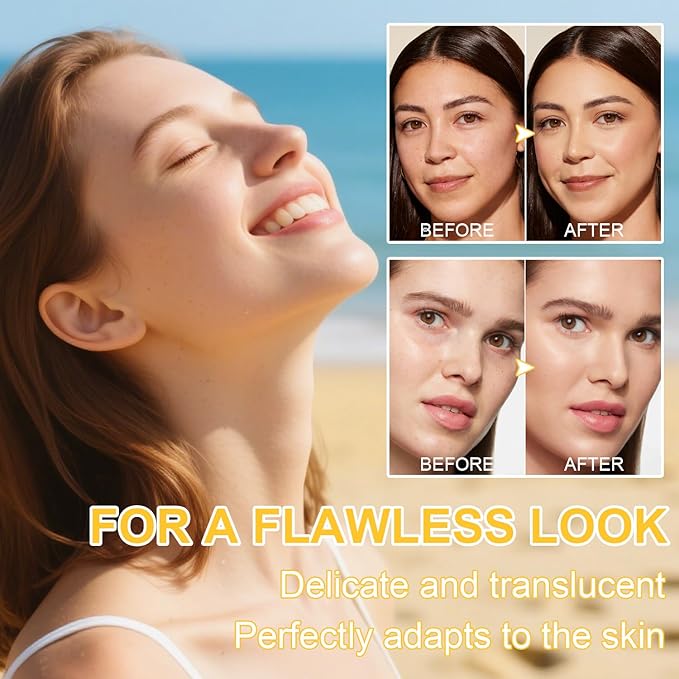 Mineral Sunscreen Setting Powder, SPF 35 Brush Sunscreen Powder for Face & Scalp, Long Lasting Lightweight Breathable, Oil Control Natural Matte Finish (#05 Medium)