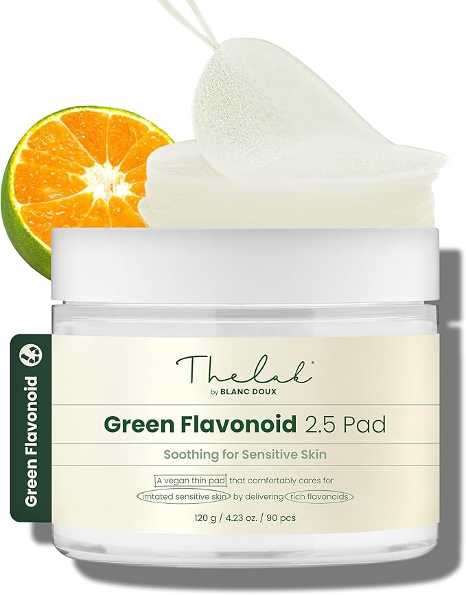 THE LAB BY BLANC DOUX Green Flavonoid 2.5 Toner Pads (90 pcs.) -Gentle Skin Care Toner Pads for Acne-Prone Skin - Soothing and Hydrating Formula for Sensitive Skin, Green Flavonoid