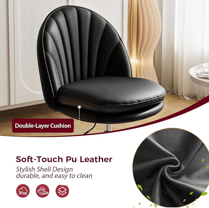 GTPLAYER Small Ergonomic Tall Office Chair, Computer Desk Chair with Wheels Versatile Height Use: Office to Bar Stools (or Standing Desk), Vanity Chair with Back PU Leather Shell Design for Gift