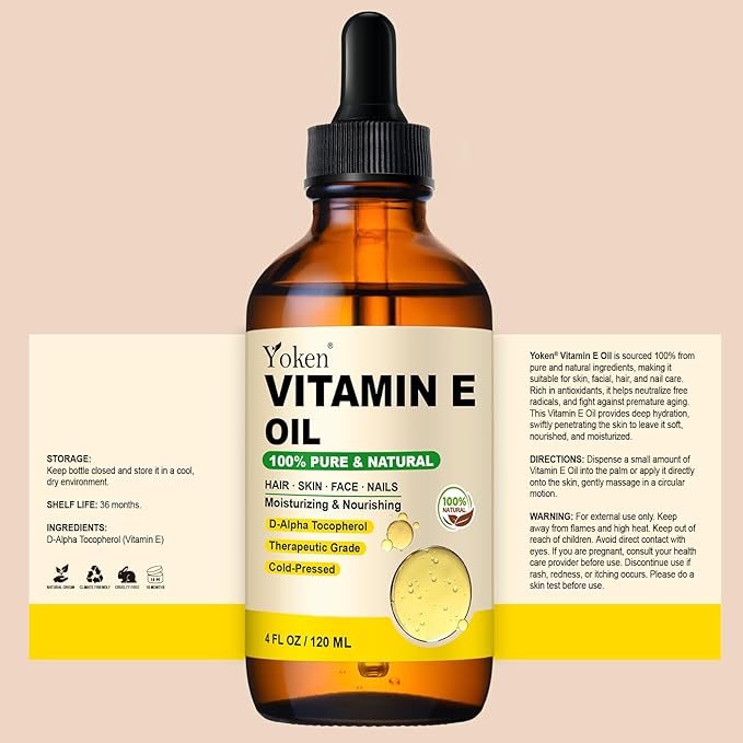 Vitamin E Oil 4 Oz Vitamin E oil for Skin Vitamine oils for Face Perfect Bath and Body Oil Cold Pressed Hexane Free Formula
