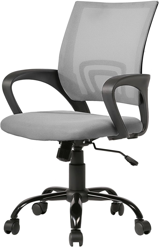 PayLessHere Office Computer Chair Ergonomic Cheap Desk Chair Adjustable Comfortable Mid Back Task Rolling Swivel with Lumbar Support for Home Office (Pack of 1, Grey)