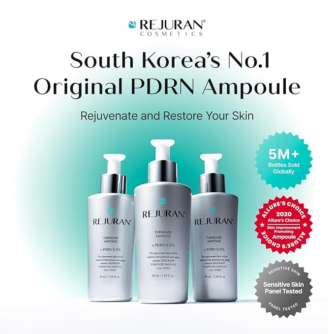 REJURAN® Turnover Ampoule, c-PDRN® [Larger Size] - Original Salmon DNA PDRN Face Serum for Rejuvenation, Firming, Hydration & Youthful Glow, Smooths Skin Texture. Korean Skincare (1.69 fl oz)