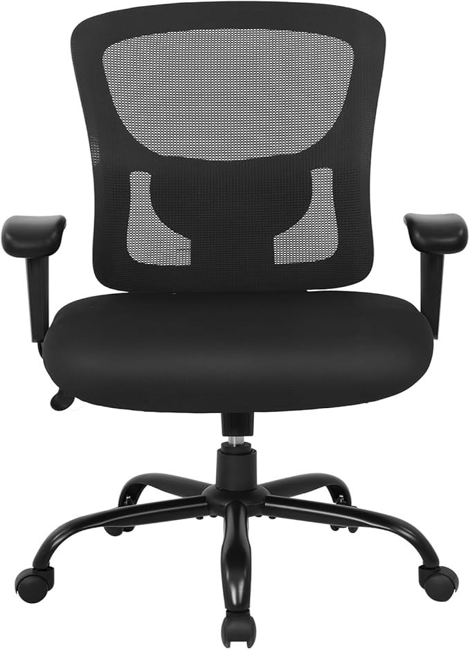 Big and Tall Office Chair 400lbs Wide Seat Desk Chair Computer Chair with Lumbar Support Adjustable Arms Task Rolling Swivel Mesh Executive High Back Ergonomic Chair for Adults Women,Black