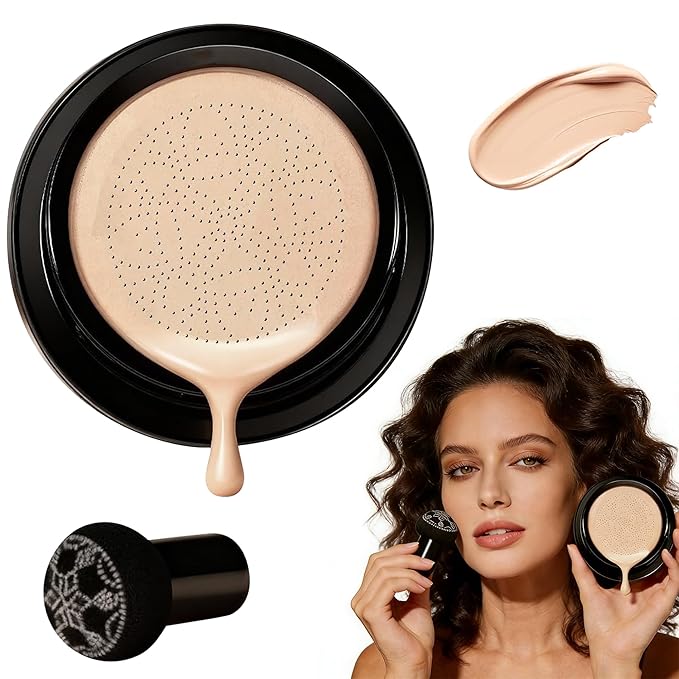 Foundation for Older Women, 2026 New Mushroom Head Cushion CC Cream, Long Lasting Full Coverage BB Cream Moisturizing Concealer Brighten Makeup (Natural)