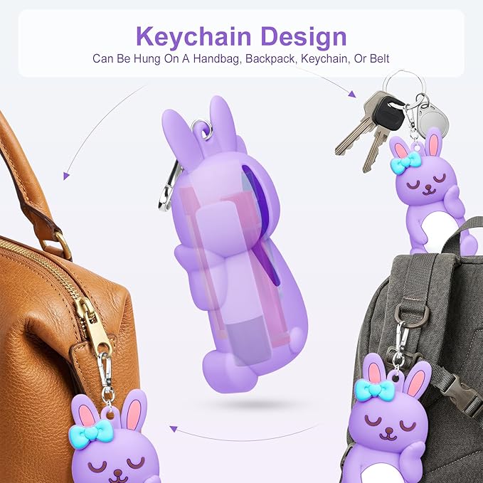 BrainKer Chapstick Holder Key Chain Cute Cartoon Design Lip Balm Holder Keychain Storage Bag Silicone Lip Gloss Holder Case