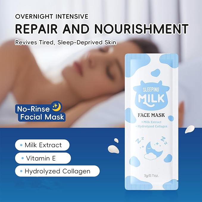 Travel Skincare Set, 50 Pcs Mini Travel Size, Outdoor Travel Kit Includes Facial Cleanser, Toner, Eye Cream, Face Cream, Mask, Skin Care Set for Teens Men Women (Milk 50mini)