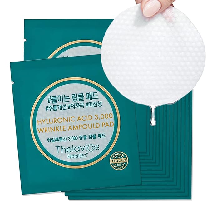 Hyaluronic Acid 3000 Wrinkle Ampoule Toner Pads Travel Packs with 8 Types of Hyaluronic Acids and Adenosine for Clearer Skin, Pore Tightening, Anti-Wrinkle - Pad Tweezer Included - 15ct