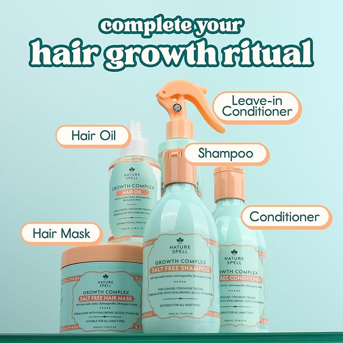 Nature Spell Hair Growth Complex Conditioner, Sulfate & Paraben Free, Nourishing & Strengthening, Infused with Hyaluronic Acid & Vitamin B5, For All Hair Types, Vegan, 10.14 fl oz