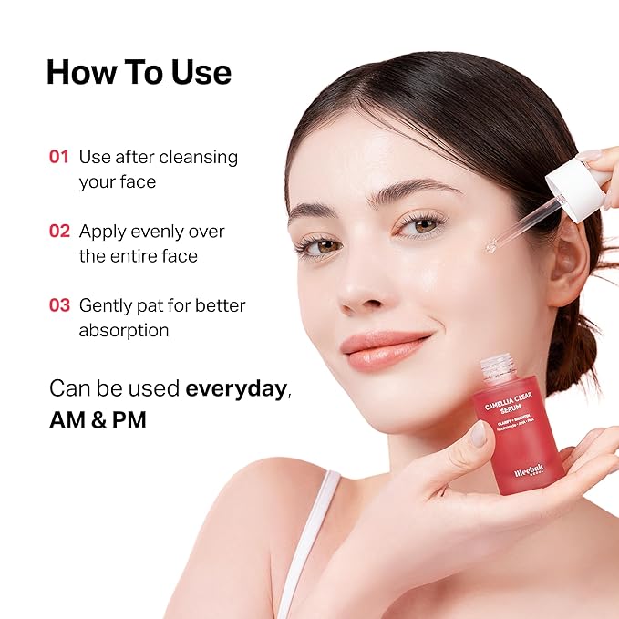 Meebak Camellia Clear Daily Exfoliating Serum – 2% Niacinamide + AHA & PHA, Gentle Chemical Exfoliant Face Serum for Skin Texture & Tone, Hydrating Pore Minimizer for Face, Korean Skincare
