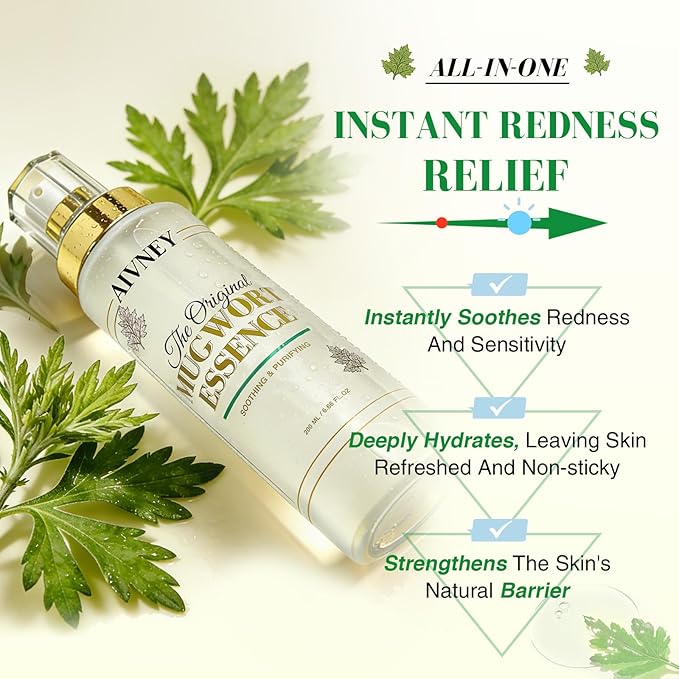100% Pure Mugwort Essence Toner - Pure Artemisia Face Mist for Sensitive Skin, Immediate Soothing & Redness Relief Facial Spray, Antioxidant Hydrating Essence for All Skin Types, 200ml