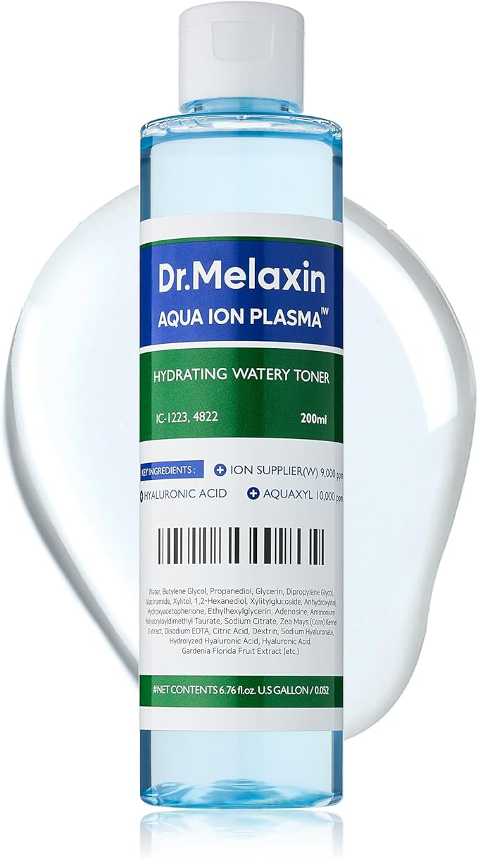 DR.MELAXIN Aqua Ion Plasma Watery Toner 200ml / 6.76 fl oz, Hyaluronic Acid, L22, moisturizing, Korean Skincare