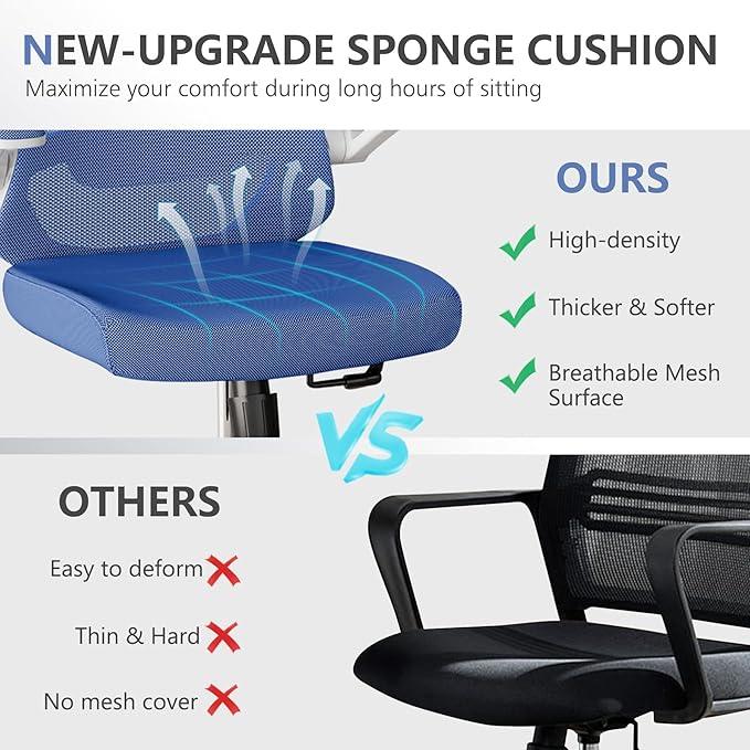 Ergonomic Office Chair Desk Chair - Mesh Computer Chair with 360° Swivel Wheels, Adjustable 90-130° Recline & Lumbar Support for Home Office, Supports up to 350lbs