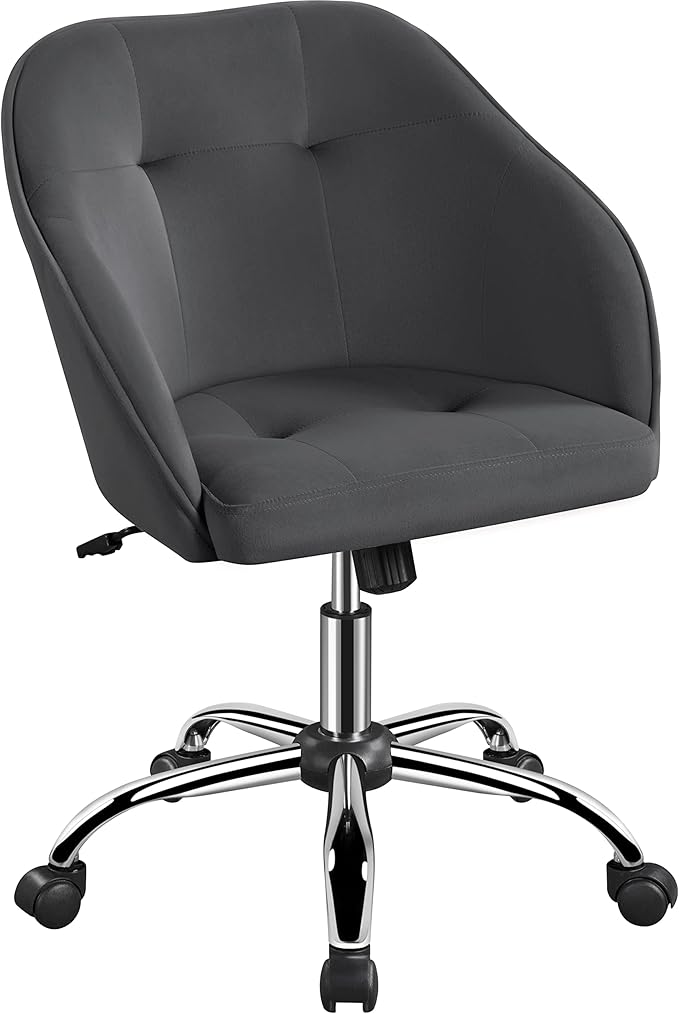 Yaheetech Office Chair Height Adjustable Mid Back Chair Swivel Large Seat Chairs Desk Chair Computer Chair on Wheels with Armrests
