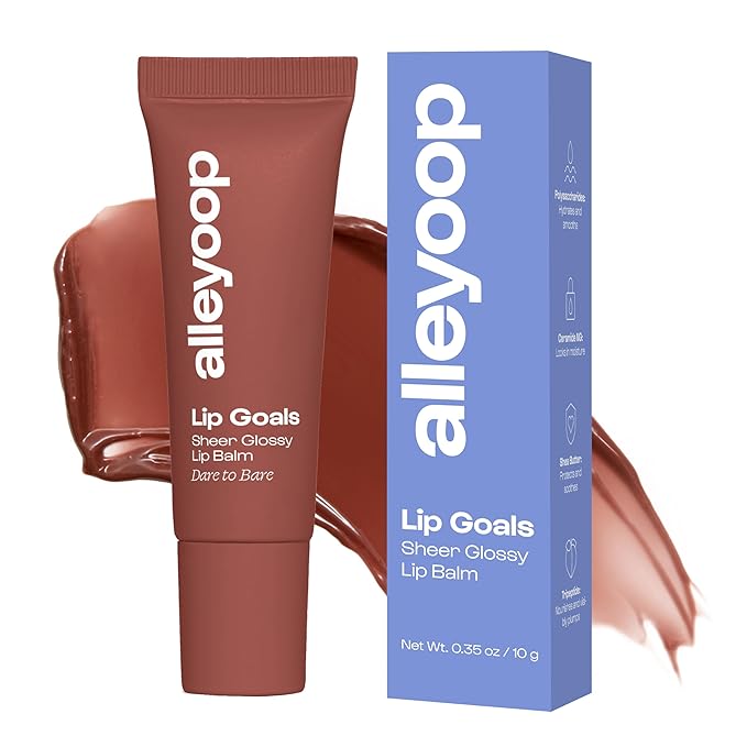 Alleyoop Lip Goals – Moisturizing Lip Balm for Women, Hydrating Lip Care for Dry Lips with Clean Vegan Ingredients, Everyday Treatment for Smooth, Soft, Nourished Lips, Sheer Rosy Brown