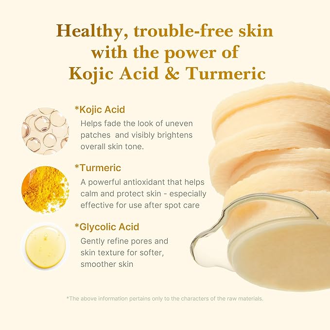 medicube Kojic Acid Prep and Seal Duo for Troubled Skin: Kojic Acid Turmeric Overnight Wrapping Peel Off Mask 2.0 and Kojic Acid Turmeric Clarifying Toner Pad