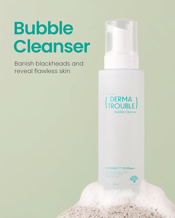 Derma Trouble Bubble Cleanser (155ml) + Clear Toner Pads (60) — Low-pH Micro Foam Cleanse + LHA/PHA Exfoliation for Pore Clarity