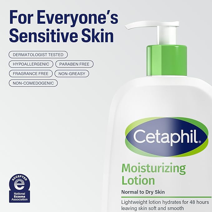 Cetaphil Face & Body Moisturizer, Hydrating Moisturizing Lotion for All Skin Types, Suitable for Sensitive Skin, 8 oz, Pack of 3