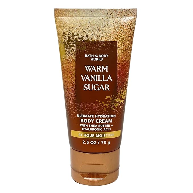 Bath & Body Works Warm Vanilla Sugar 2 Pack Mini Body Cream Bundle with a Natural Oats Sample Soap - Travel Size
