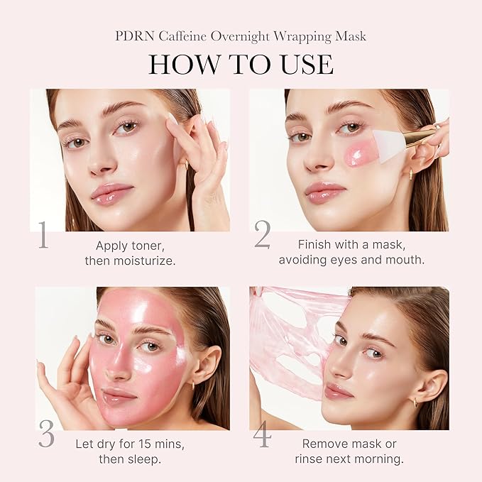 medicube Korean Overnight Glow Mask Trio: PDRN Caffeine & Collagen & Kojic Acid Turmeric 2.0 Overnight Wrapping Peel Off Facial Mask and Jelly Brush