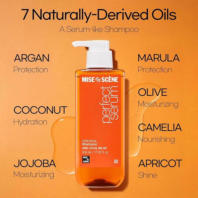 Mise En Scene Perfect Serum Original Shampoo For Damaged Hair - KoreanShampoo with Moroccan Oil, Jojoba Seed, Damage Care MoroccanOil HairProducts | 17.92 Fl Oz