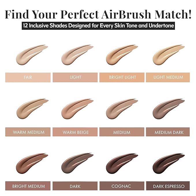 Jerome Alexander MagicMinerals AirBrush Foundation – 2 Piece Set with Airbrush Foundation and Kabuki Brush - Spray Makeup with Anti-aging Ingredients for Smooth Radiant Skin - Dark